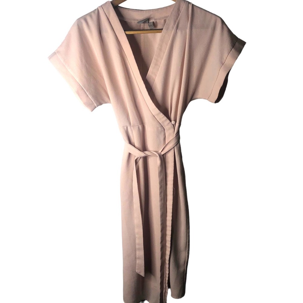 Wrap Dress Size 6 Blush Pink Kimono Short sleeves Waist Tie